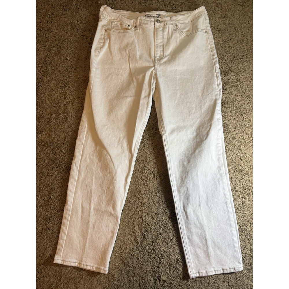 Seven7 Jeans Women 14 Slim Straight Jean Cream‎ Denim High Rise Casual